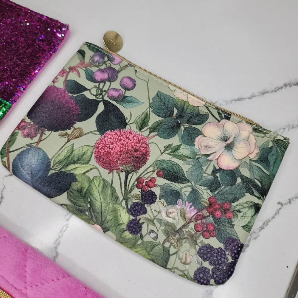 ipsy cosmetic makeup bag lot of 4 NEW glitter, floral, pink, peach no makeup - Picture 4 of 6